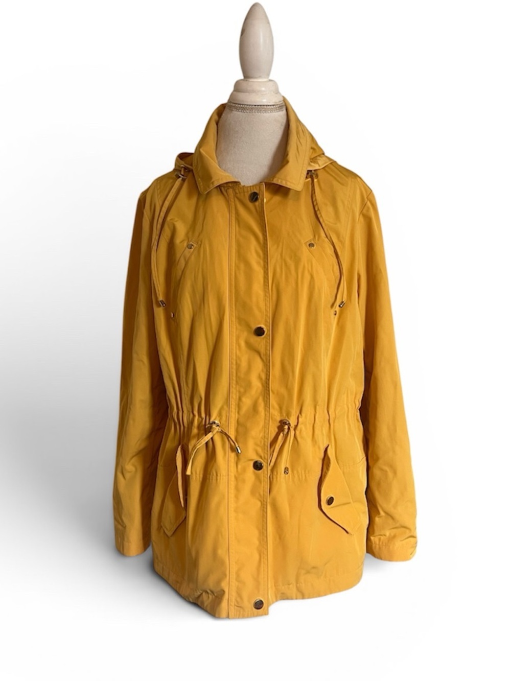 Charter Club Yellow Hooded Utility Jacket – Water Resistant Rain Coat Large